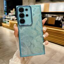 藍色新款全包軟TPU殼鏡頭保護手機殼DIY激光羽毛閃卡紙保護殼，適用於蘋果、三星、小米、OPPO、紅米、vivo和其他手機殼 - 藍色 - 查看 2