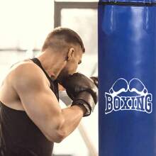 1set Unloaded Durable PU Material Boxing Training Punching Bag With Hook & Chain For Teens & Adults - Royal Blue - View 5