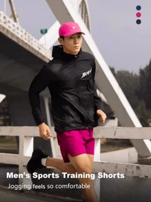 BMAI 1 Pair Spring/Summer New Boyfriend Style Men's Sports Running Training Pants, Lightweight, Quick-Drying, Breathable, Comfortable, Casual Shorts - Blue - View 2