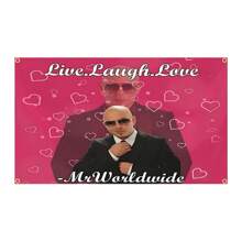 Live Laugh Love Mr. Worldwide Flag Music Tapestry Banner For Bar Beer House College Dorm Room Man Cave Tailgates And Parties,Christmas Mother's Day Graduation - Multicolor - View 5