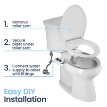 LUXE Bidet NEO 185 - Self-Cleaning, Dual Nozzle, Non-Electric Bidet Attachment For Toilet Seat, Adjustable Water Pressure, Rear And Feminine Wash (Blue, White, Rose Gold, Pearl Gray) - 珍珠灰 - 查看 7
