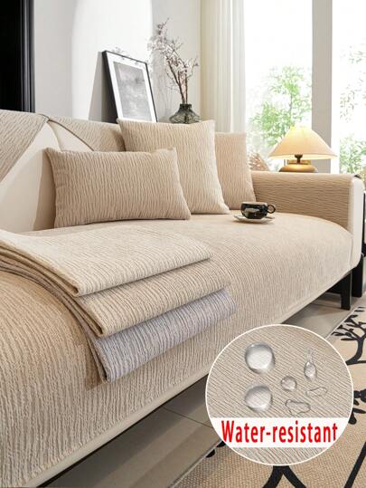 1pc Waterproof, Stain-Resistant, All-Season Chenille Jacquard Sofa Cushion Cover, Style Pet-Friendly Anti-Slip Sofa Protector, Suitable For L-Shaped Combination Sofa And 1/2/3/4 Seat Sofa (Sold Individually), Autumn/Spring