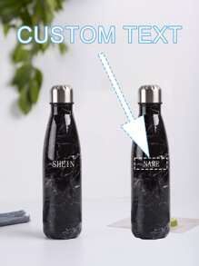 1入組客製化文字保溫真空瓶，500ml/16.9oz，個性化，上傳您想客製化的文字 - 大理石黑色 - 查看 1