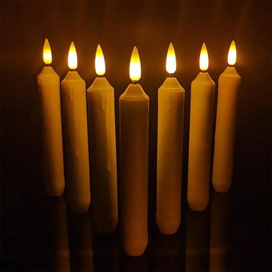 [12pcs/Set/Battery Not Included]LED Electronic Candle Light With 3D Wick Craft, Perfect For Wedding Decoration And Marriage Proposal, Long Electronic Wax - 3D Wick Craft Candle - View 1