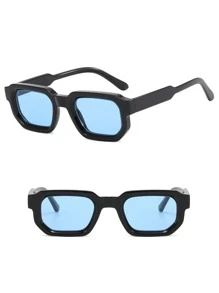 复古方形框架时尚眼镜男士厚矩形墨镜小脸眼镜黄色镜片复古墨镜（带多功能螺丝刀、眼镜纤维布）适合夏季海滩度假、户外、旅行 - 黑色 - 查看 14