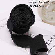 Ruy băng lụa xếp nếp bong bóng 10 thước 4cm với dây thun bằng vải lanh có viền, Bao bì hoa Hộp cà vạt, Chất liệu cạnh lượn sóng - Xù lông - Xem 12