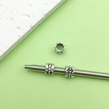 Bộ 50 Hạt Cổ Bạc Rời Hợp Kim Miếng Đệm Hạt Có Lỗ Mũ Hạt Kim Loại Hạt Bạc Cổ Miếng Đệm Thủ Công Cho Vòng Tay Vòng Cổ Hàng Thủ Công Trang Sức DIY Craft - Màu Bạc Cổ - Xem 11