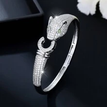 1 Máy Tính Sáng Tạo Phong Cách Hip-Hop Da Báo Dát Đá Cubic Zirconia Lắc Tay, Trang Sức Thời Trang Cao Cấp - vòng đeo tay - Xem 10
