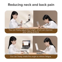 Llano鋁合金筆記本電腦支架360°旋轉升降可折疊桌面支架帶手機架 - 銀色 - 查看 6