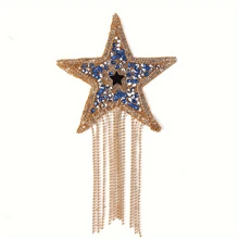 1 grote, nieuwe, veelkleurige, vijfhoekige stervormige kwast
met kristallen strass-steentjes voor hittereparatie, decoratief strijkijzer
voor kleding, schoenen en hoeden, en DIY-patroonaccessoires voor bagage