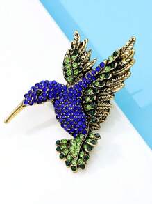 1pc Women's Hummingbird Rhinestone Brooch, Bird Animal Suit Pin Accessory
