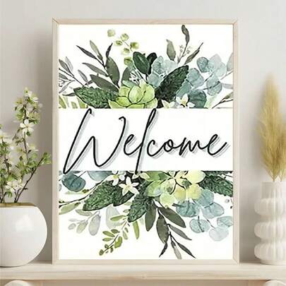 1套DIY 5D鑽石馬賽克畫套裝，花卉與字母設計家居裝飾藝術，無框