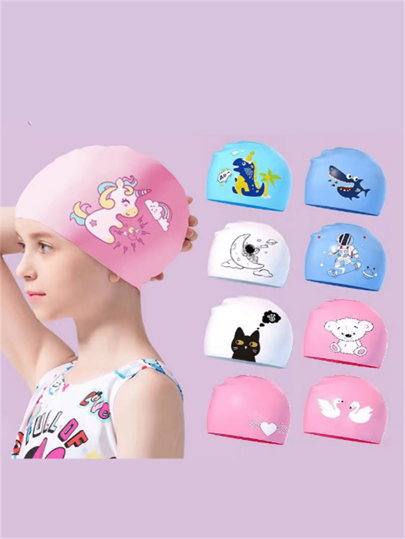 A Kid's Swim Cap, Kid's Swim Cap, Silicone Cap
