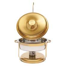 CNCEST Chafing Dish Set For Buffet, 9L/9.5Qt Stainless Steel Chafing Dish Buffet Servers Warmers With Circular Hanging Cap,Buffet Round Chafing Food Pan Buffet Warmers For Party Restaurant Hotel (Gold) - Gold - View 10