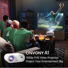ONVONY A1 便携式原生 1080P WiFi 迷你投影仪 LED 无线投影仪电影投影仪带蓝牙全高清 1080P 家庭影院视频投影仪兼容 HDMI、电视棒、iPhone、Android
