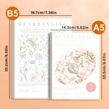 1pc,B5/A5,136pages,Waterproof Notebook, Soft Sided Planner, PP Rubber Sleeve Note Book,Flower Patterned Journal,Teacher Supplies,School,Office Notebooks Back To School