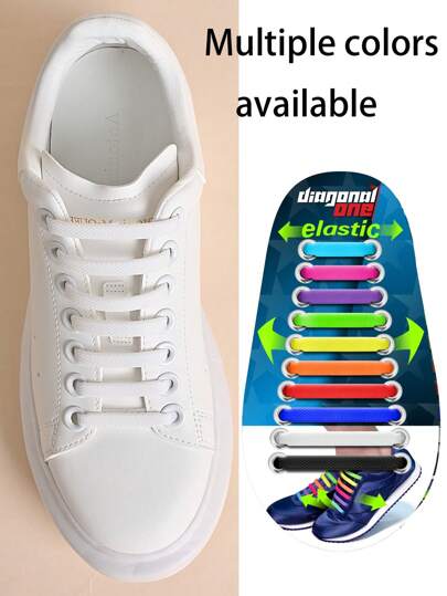 16 peças de cadarços de silicone multicoloridos sem amarração, cadarços elásticos para sapatos de skate, tênis e botas, cinto, acessórios para sapatos e botas, material de volta às aulas