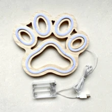 1入組超亮度狗爪紋路藍色霓虹燈牆裝飾燈,尺寸9.44x8.66x0.7英寸(24x22x1.8厘米),可使用電池或USB電源,適用於臥室,房間,家庭,酒吧,露營,生日派對,情人節,聖誕節禮物可愛裝飾氛圍燈 - 木製狗爪 - 查看 7