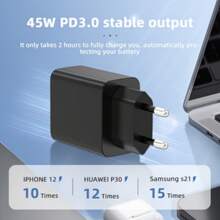 [HKBOC] PD45W EU Plug Compatible With Samsung Super Fast Charging, 45W Single-Port Charger, Compatible With Galaxy S23/S22/S22+/S21/S21+/S21Ultra/S20/S10e/S10+/Note20/Note10