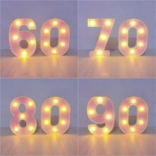 1 set d'éclairage décoratif pour anniversaire/confession/demande en mariage/fête de Noël, chiffres lumineux roses pour anniversaire, lettres lumineuses pour la confession, éclairage ambiant en chiffres pour soirée d'adultes, Noël