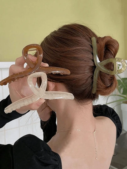 3个装女士果冻发爪，优雅简约风格发夹，适合日常休闲、派对、工作、度假、化妆和时尚配饰，完美适用于发型设计和洗脸，11厘米/4.33英寸大号轻巧塑料发夹，时尚多功能高端简约纯色发饰配件，秋季旅行必备。