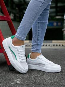 2024 New Spring/Summer Women's Fashion Sneakers, Lightweight Soft Bottom Casual White Sports Shoes, All-Match - White Green - View 3