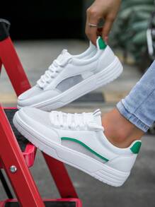 2024 New Spring/Summer Women's Fashion Sneakers, Lightweight Soft Bottom Casual White Sports Shoes, All-Match - White Green - View 2