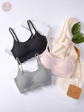 3pcs Seamless Sports Camisole With Removable Padded Bra, Racerback Design, Slightly Small Fitting, Please Order One Size Up