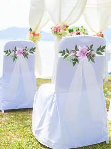 1 szt. Dekoracje na krzesła weselne, sztuczne kwiaty, kokardy na ławki kościelne na ceremonię ślubną - Wielokolorowe - Zobacz 9