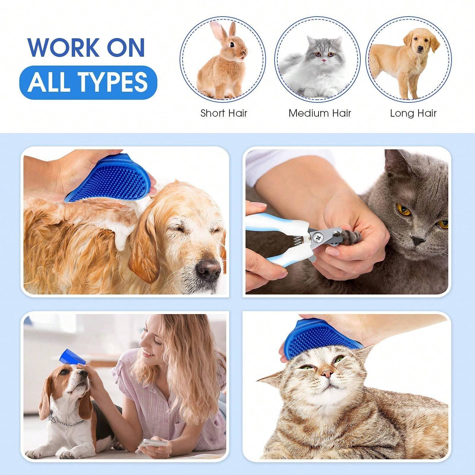 7pcs Rabbit Grooming Kit Including Rabbit Brush, Tear Stain Remover