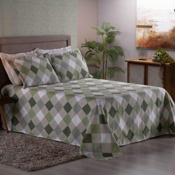 Cobre Leito Piquet Casal 3 peças estampado Quarto Texturizado