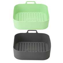3-7 Quart Air Fryer Silicone Liner, Square Silicone Air Fryer Liner Larger Than Round Liner, Avoid Cleaning Air Fryer (Square - Light Green, Gray, Red, Black) - Multicolor - View 12