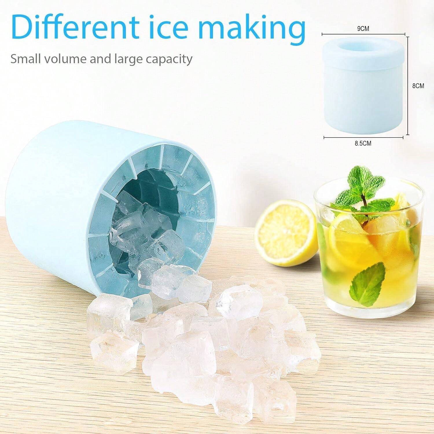 Mini Round Ice Cube Tray With Lid, Cylinder Shaped Ice Cube Mold, Easy ...