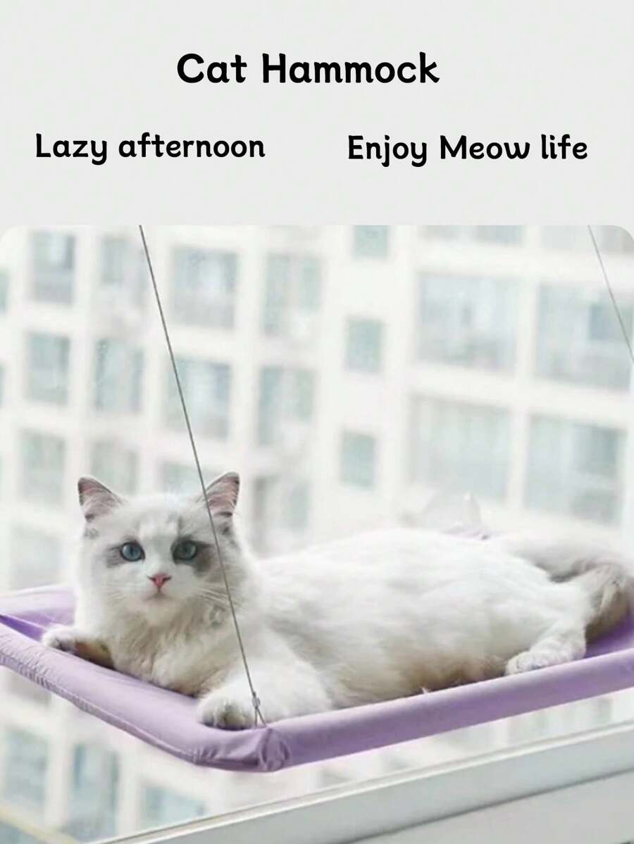 1 szt. Hamak dla kota z przyssawką okno opalanie wiszące łóżko balkon legowisko dla kota na lato (odpowiednie dla zwierząt o wadze do 20 kg) - Wielokolorowe - Zobacz 1