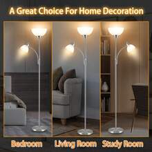 RISLG, Floor Lamp, Dimmable Standing Lamp, 3 Levels Dimmable Brightness, Included 9W And 5W LED Bulbs, Industrial Floor Lamp For Living Room, Bedroom, Office, Reading - Silver - View 6
