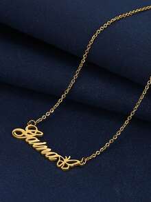 Tùy chỉnh Tên Vòng Cổ Bướm Charm Choker Cá Tính Bảng Tên Cổ Cho Nữ Cô Gái Thép không gỉ Đeo Hàng Ngày Trang Sức - Vàng - Xem 6