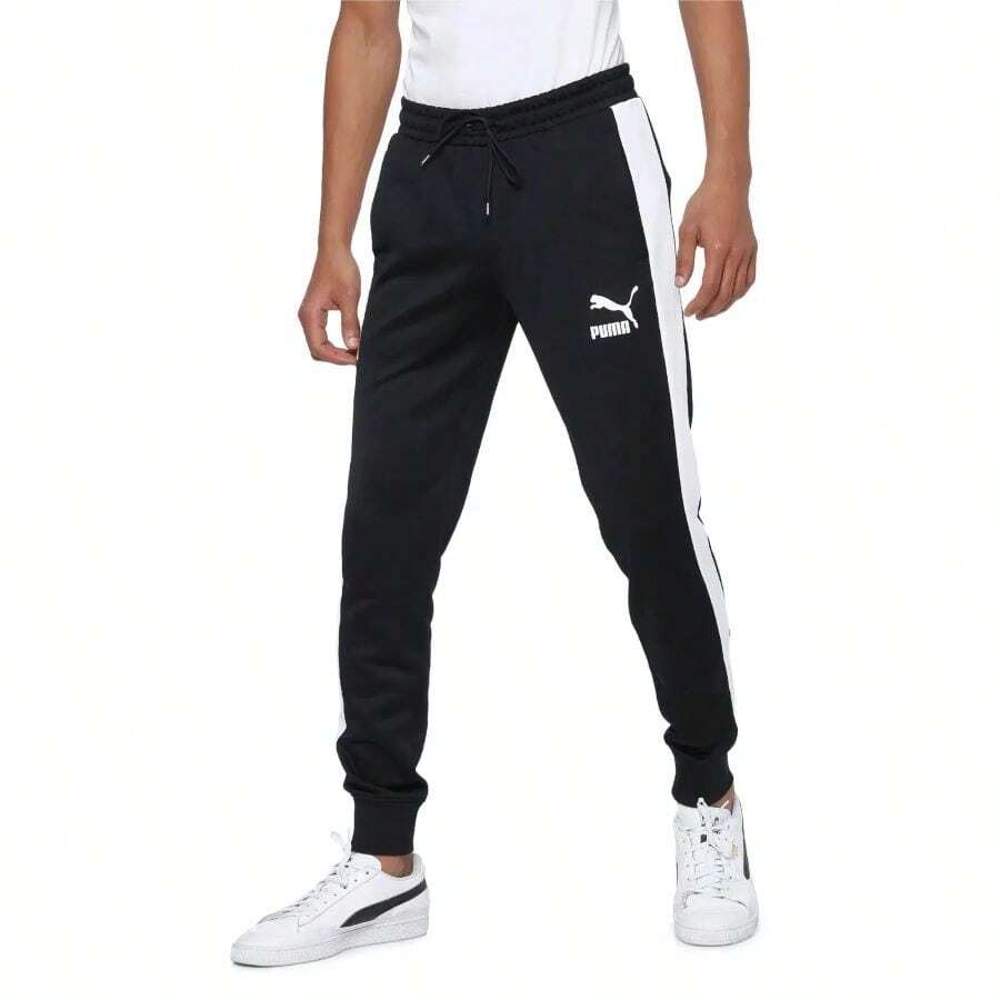 Boyfriend Style Men's Puma Iconic T7 Track Pant - Black and White - View 1