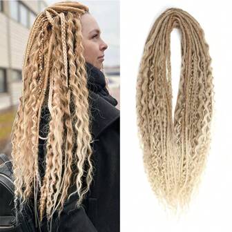 Synthetic Double Ended Dreadlock Extensions 24 Inch 3 In 1 Mixed Set Curly Ends Handmade Dreads Hippie Style Boho Wavy Dreads 15 Strands