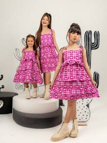 Young Girls Dresses - 玫紅色 - 查看 1