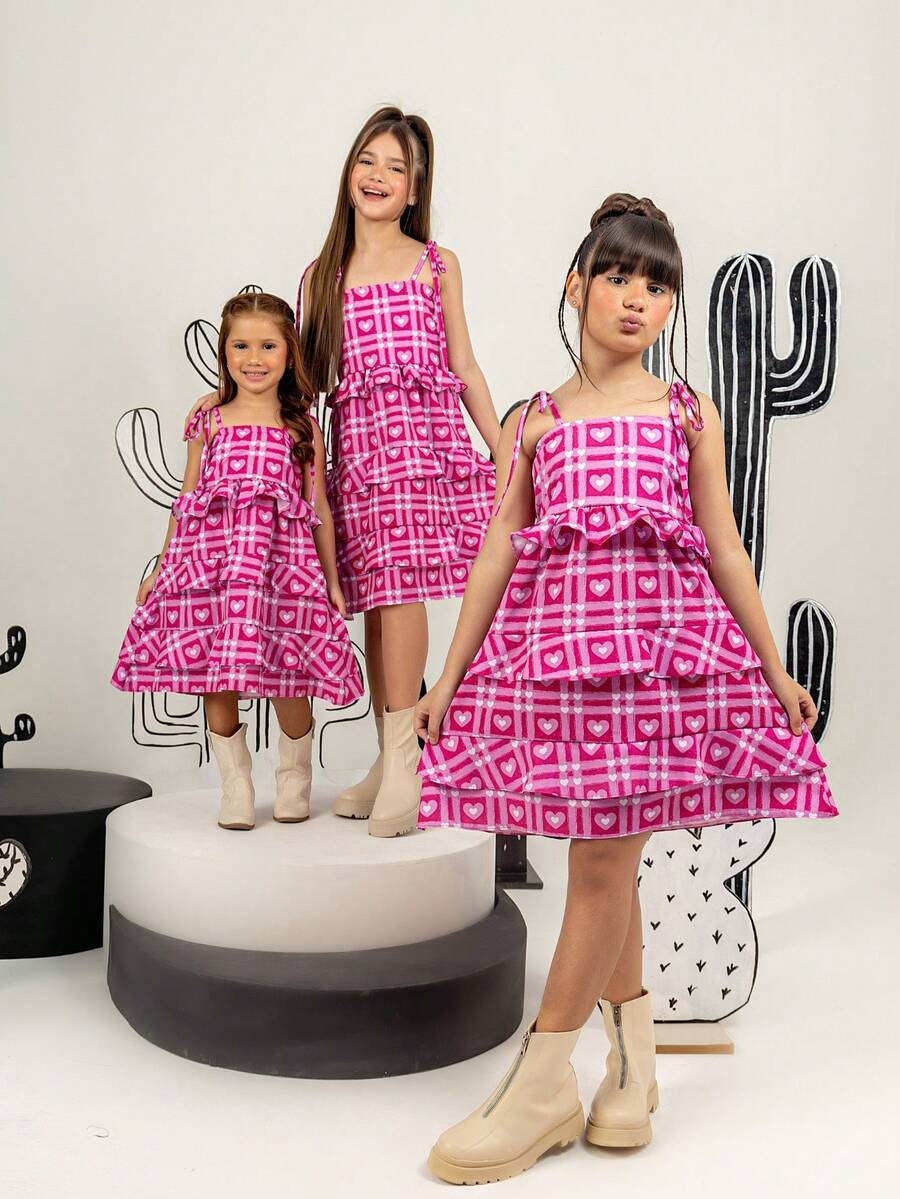 Young Girls Dresses - 玫紅色 - 查看 1