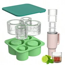 ICE TRAY 1入組運動水瓶冰塊盤帶蓋硅膠製冰箱，製作4個空心圓柱形冰塊，適用於30-40盎司杯子，用於降溫威士忌酒、飲品、咖啡、廚房、夏日海灘派對、食品、露營、組織管理、房間裝飾、廚房用品 - 多色 - 查看 8