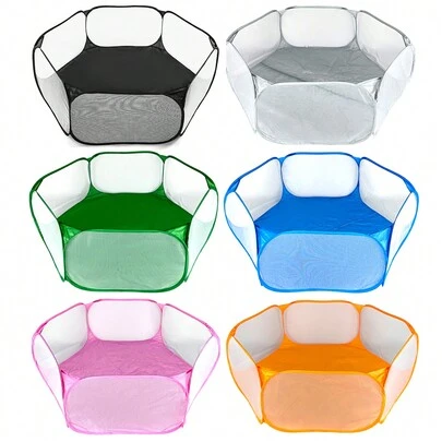 Recinto hexagonal para mascotas con tela de poliéster transpirable, bolsa plegable, empacable, portátil, jaula pequeña para mascotas, casa para gato, perro, conejo, hámster, erizo, tienda de juegos para mascotas, para uso interior y exterior