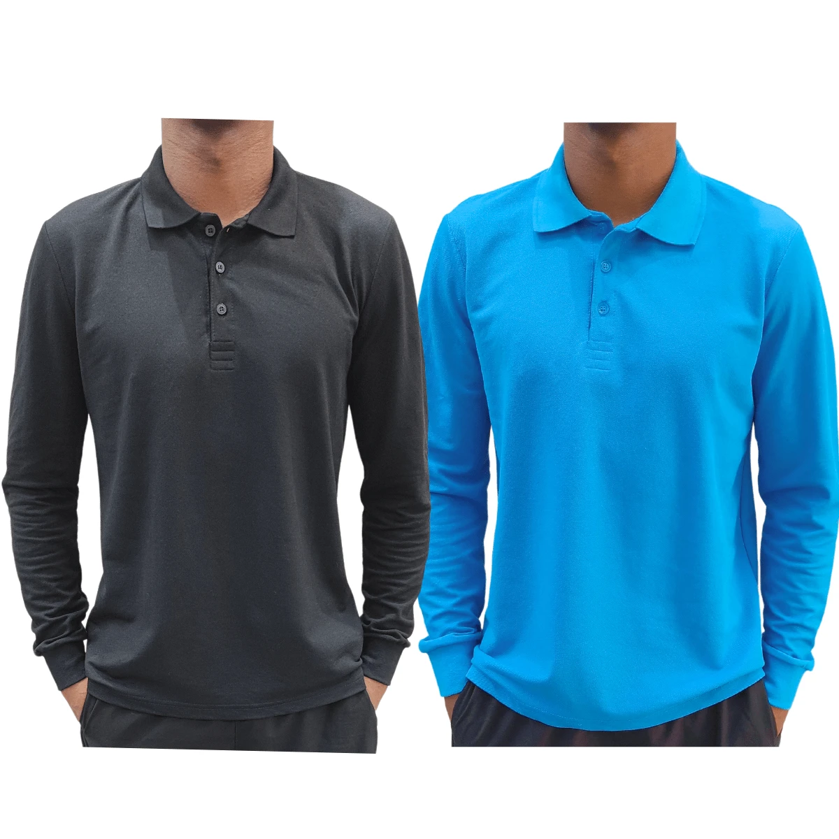 Men Polo Shirts - 藍色和黑色 - 查看 1