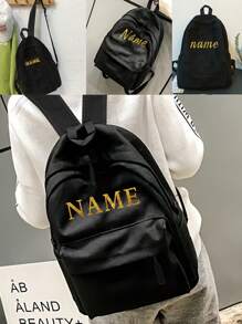 Customized Backpack Large Capacity Rucksack Canvas Custom Name In 4 Fonts Pattern Shoulders Bags Sport Bag Personal Tailor School Back Pack Computer Bag Knapsack Outdoor School Bag Back Pack Laptop Organizer Storage Bag For Hiking Camping For Student Back To School Stuff Portable,Multifunction,Versatile,Functional,Practical,All-Purpose Fashion,Colorful,Contracted,Vacay Vibes/Vacation,Preppy,Leisure Custom,Personalized,Unique,Customized Finds,Winter Fashion,Christmas/Holiday Gift,Personalized Gifts For Women,School Bag/College Backpack Ideal Gifts For Him Her,Children For Birthdays,For Graduation,For Christmas,For Winter,For Fall/Autumn,For School,For Outdoors/Outings/Travel/Hiking/Stadium/Sports/Climbing - Black - View 3