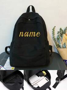 Customized Backpack Large Capacity Rucksack Canvas Custom Name In 4 Fonts Pattern Shoulders Bags Sport Bag Personal Tailor School Back Pack Computer Bag Knapsack Outdoor School Bag Back Pack Laptop Organizer Storage Bag For Hiking Camping For Student Back To School Stuff Portable,Multifunction,Versatile,Functional,Practical,All-Purpose Fashion,Colorful,Contracted,Vacay Vibes/Vacation,Preppy,Leisure Custom,Personalized,Unique,Customized Finds,Winter Fashion,Christmas/Holiday Gift,Personalized Gifts For Women,School Bag/College Backpack Ideal Gifts For Him Her,Children For Birthdays,For Graduation,For Christmas,For Winter,For Fall/Autumn,For School,For Outdoors/Outings/Travel/Hiking/Stadium/Sports/Climbing - Black - View 4