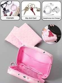 1 Pc Portable Sanitary Napkin Storage Bag - Large Capacity Waterproof Cartoon Design - Suitable For Girls In Their Menstrual Period! Waterproof Cosmetic Travel Bag, Coin Wallet, Teen Girl Cash Bag, Pink Flower 26 Letter Towel Embroidery, Adorable Multi-Purpose Storage Bag, Portable And Large Capacity Makeup Bag Makeup Bags Makeup Organizer Make Up Organizer Makeup Storage Makeup Pouch Make Up Pouch Make Up Bag - Pink - View 9