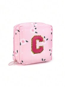 1 Pc Portable Sanitary Napkin Storage Bag - Large Capacity Waterproof Cartoon Design - Suitable For Girls In Their Menstrual Period! Waterproof Cosmetic Travel Bag, Coin Wallet, Teen Girl Cash Bag, Pink Flower 26 Letter Towel Embroidery, Adorable Multi-Purpose Storage Bag, Portable And Large Capacity Makeup Bag Makeup Bags Makeup Organizer Make Up Organizer Makeup Storage Makeup Pouch Make Up Pouch Make Up Bag - Pink - View 25