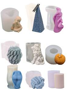 1入組笑納小和尚造型芳香劑裝飾模具，三角磚牆和蠟燭模具，柱形和獅子造型蠟和編織/毛線球模具，DIY模具 - 蛋糕模具系列 - 查看 12