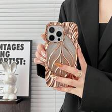 Funda de teléfono con gotas de agua transparentes con diseño de hojas 3D, funda de teléfono móvil con efecto de ondas de agua enchapada, compatible con iPhone 11 12 13 14 15 Pro Max - Multicolor - Ver 20