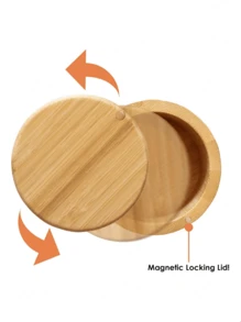 Bamboo Seasoning Box With Lid, Highly Attractive Kitchen Spice Jar For Storing Salt, Condiments, And Spices, Seasoning Organizer And Storage Container,Kitchen,Kitchen Items,Food,Cooking,Seasoning,Spice,Pepper,Garlic ,Salt,Organizer,Party,Room Decor. - Bamboo Wood Color - View 3